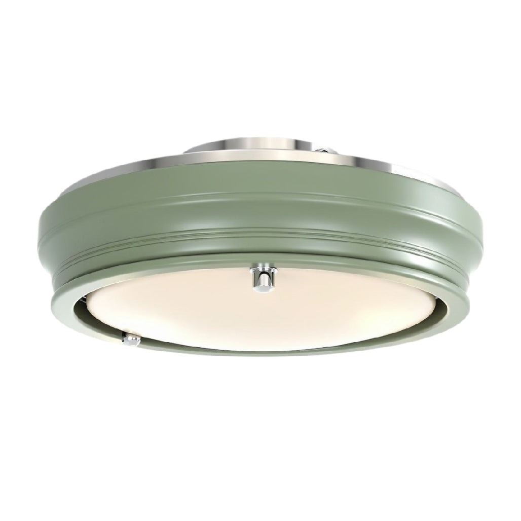 **Título técnico em português: **Luminária de Teto Redonda Verde com Difusor de Luz**