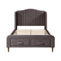 **Cama Estofada com Cabeceira e Gavetas Integradas**