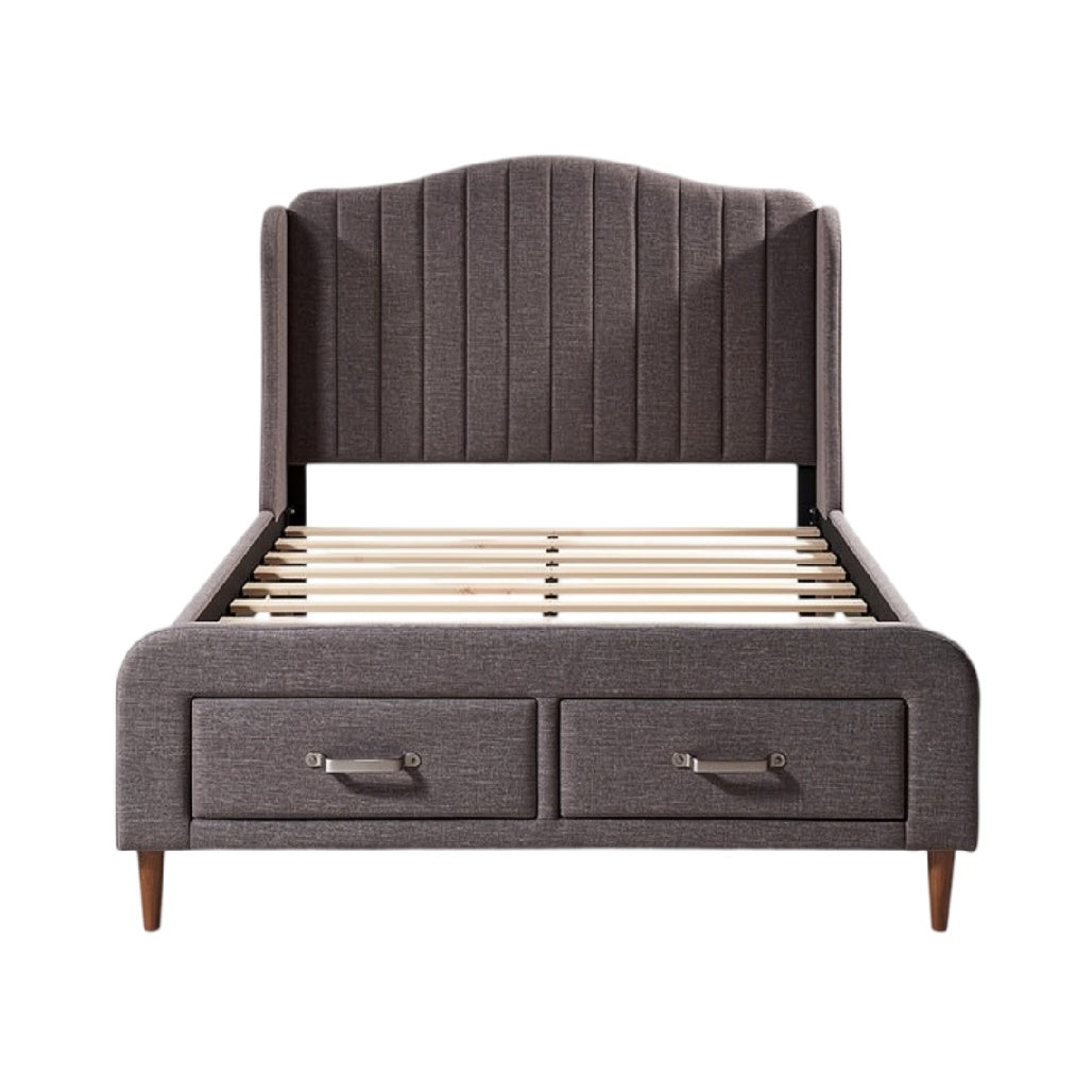 **Cama Estofada com Cabeceira e Gavetas Integradas**