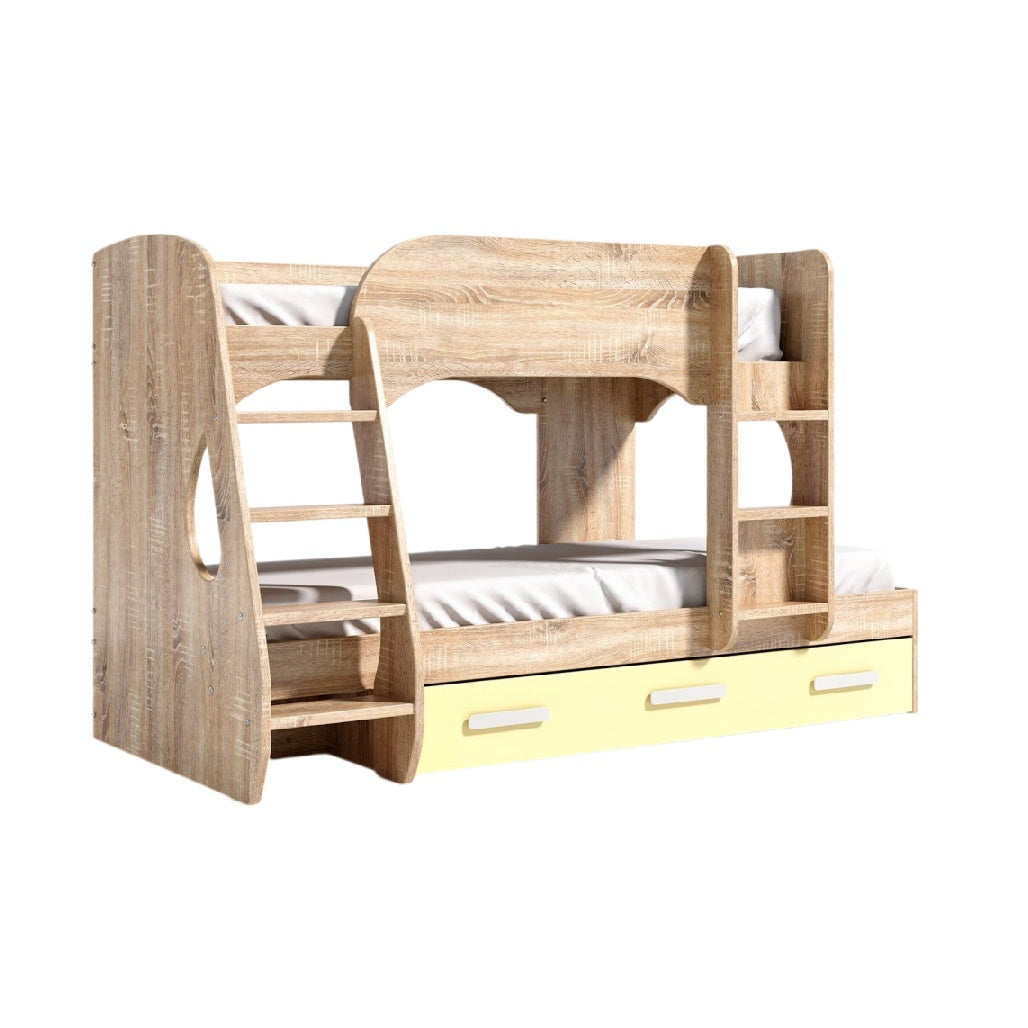 **Cama Beliche com Armário Integrado e Gavetas de Armazenamento**